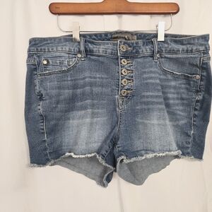 Torrid Blue Denim Button Front Short Shorts Size 16